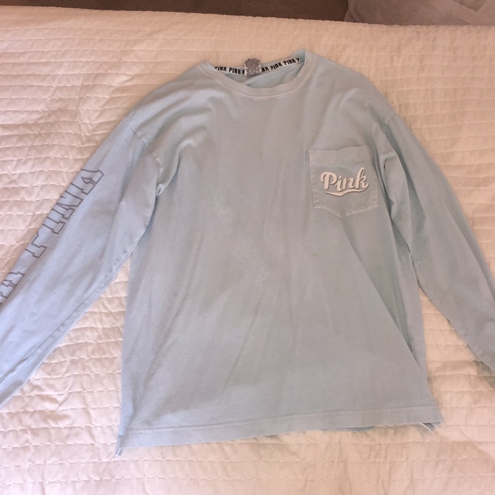 PINK light blue and grey long sleeve t-shirt